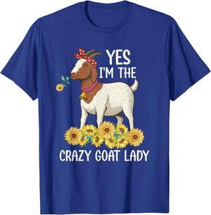 Crazy Goat Lady Funny Goat Mom Goat Owner Goat Farmer T-Shirt - T-Shirt | Royal