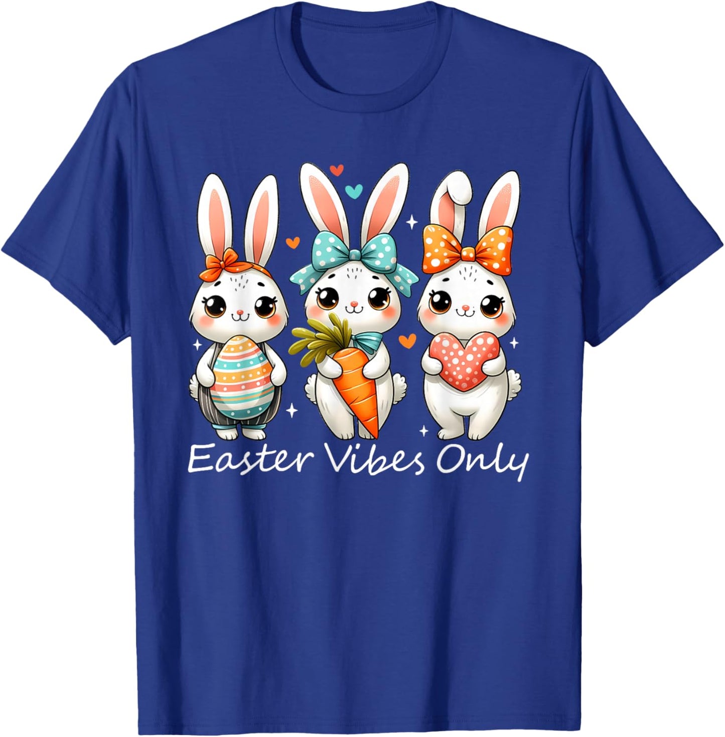 Funny Cute Bunnies Hair Bow Easter Outfit Women Girls Bunny T-Shirt - T-Shirt | Royal