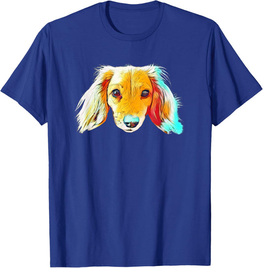 Colorful Cute Dachshund Dog Face - Adorable Dog - For Humans T-Shirt - T-Shirt | Royal
