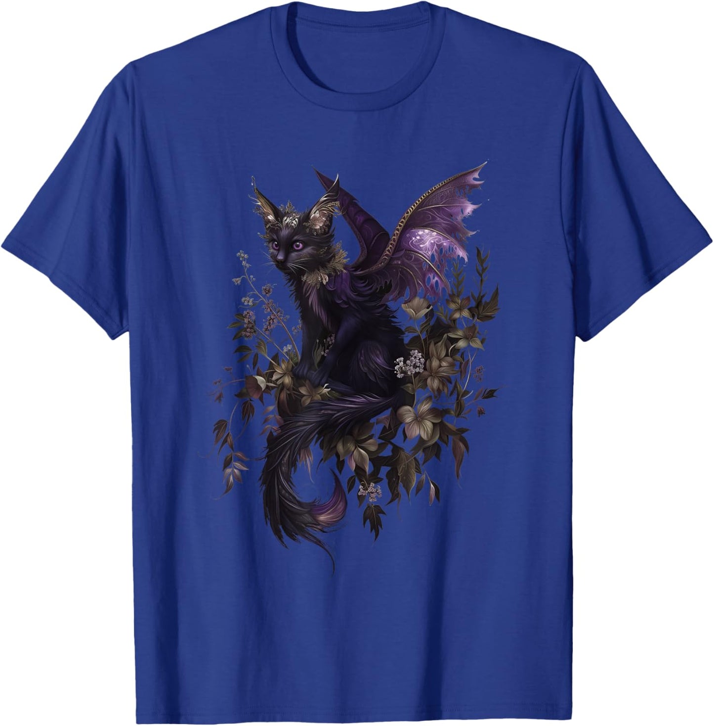 Enchanted Purple Cat Dragon Fairy Fantasy Art T-Shirt - T-Shirt | Royal