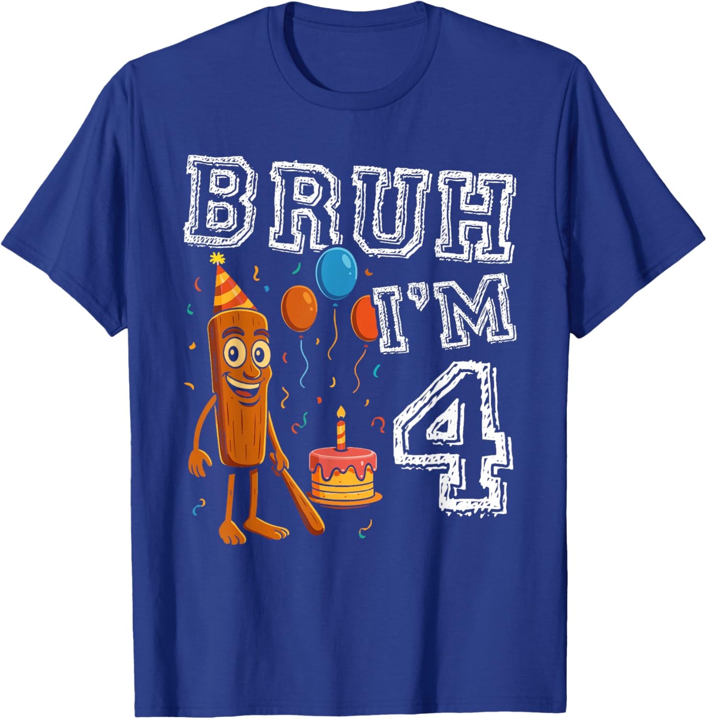 Italian Brainrot Bruh I'm 4 Age 4th Kids Boys Girls T-Shirt - T-Shirt | Royal