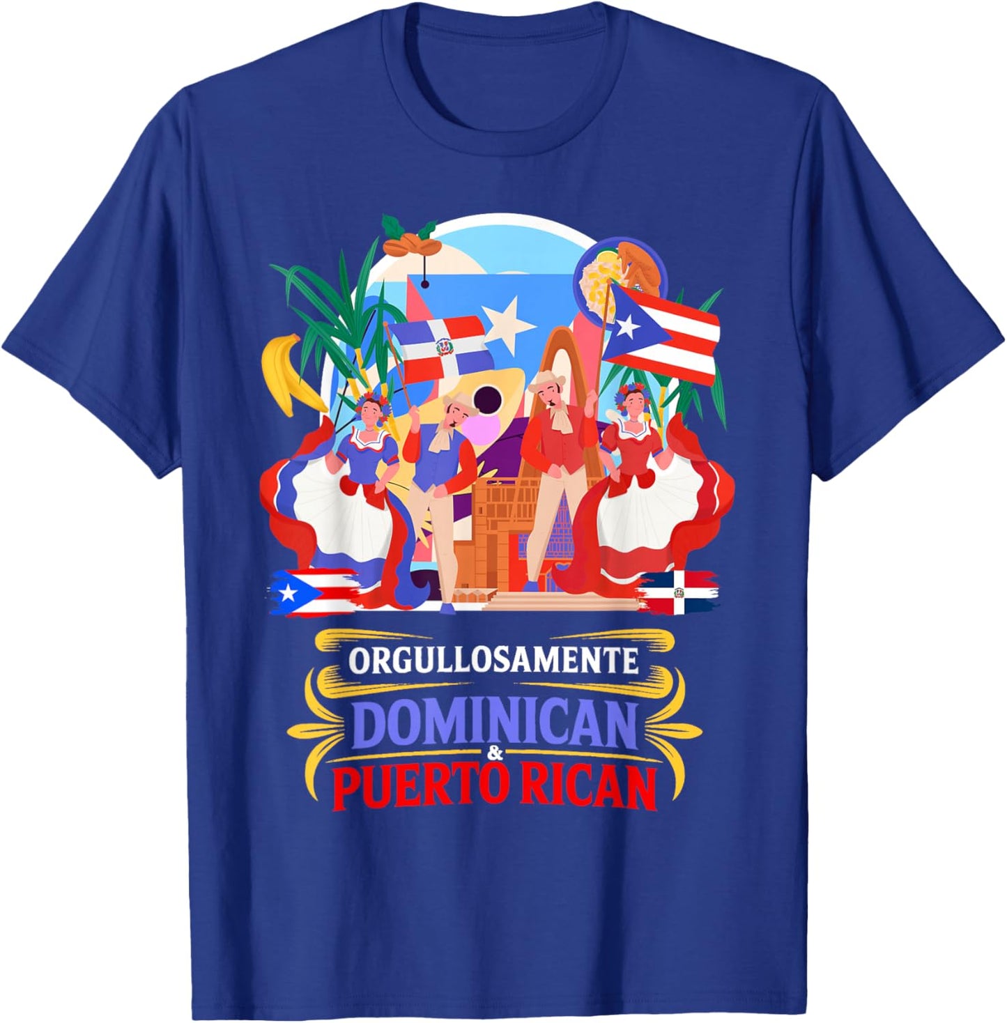 Dominican & Puerto Rican Idea for Kids Hispanic Heritage T-Shirt - T-Shirt | Royal