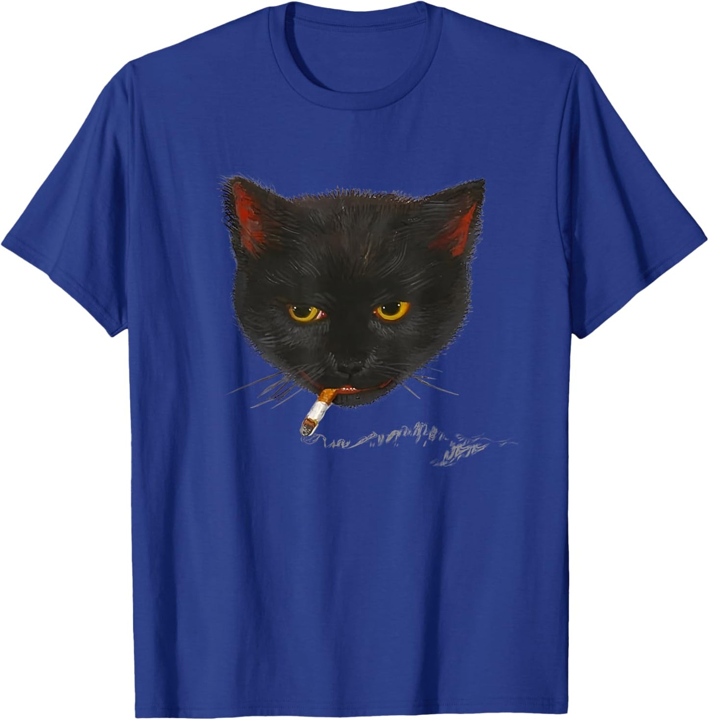 Smoking Cat Graphic T-Shirt - T-Shirt | Royal