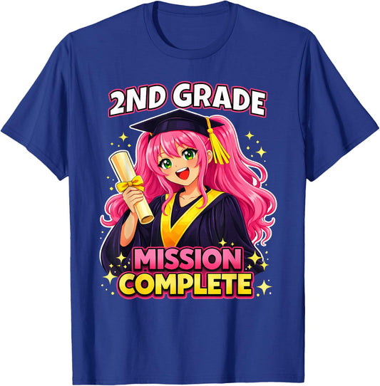 2nd Grade Graduation Mission Complete Class of 2026 Girl T-Shirt - T-Shirt | Royal