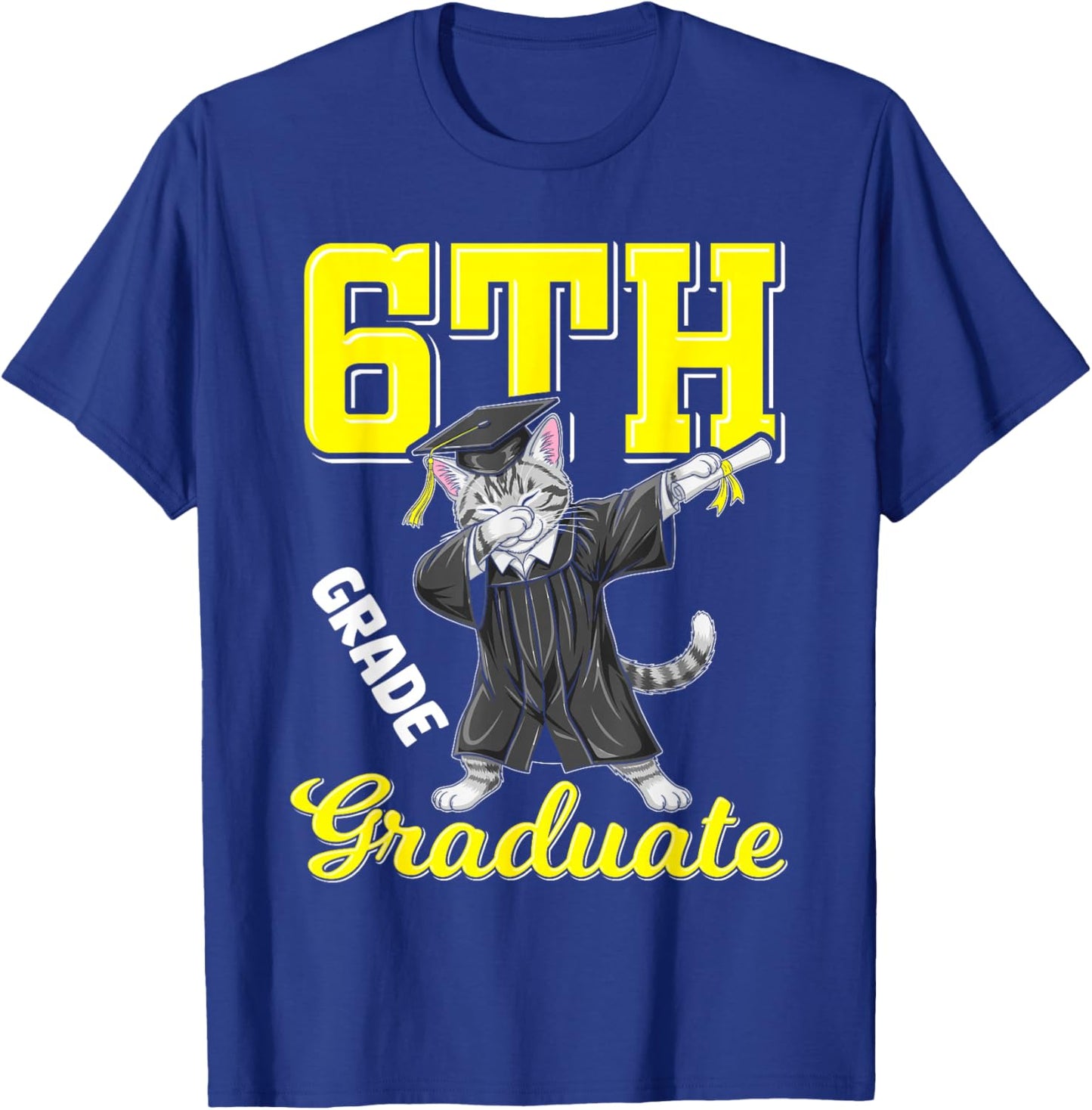 6th Grade Graduation 2026 Dabbing cat Class 26 Graduate T-Shirt - T-Shirt | Royal