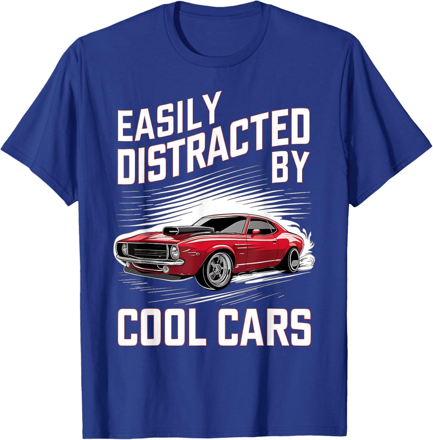 Boys Vintage Muscle Car Easily Distracted by Cool Cars T-Shirt - T-Shirt | Royal