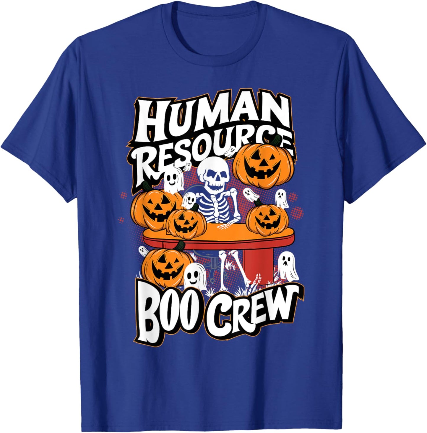 HR Boo Crew Halloween Ghost Trick Treat Squad Team T-Shirt - T-Shirt | Royal