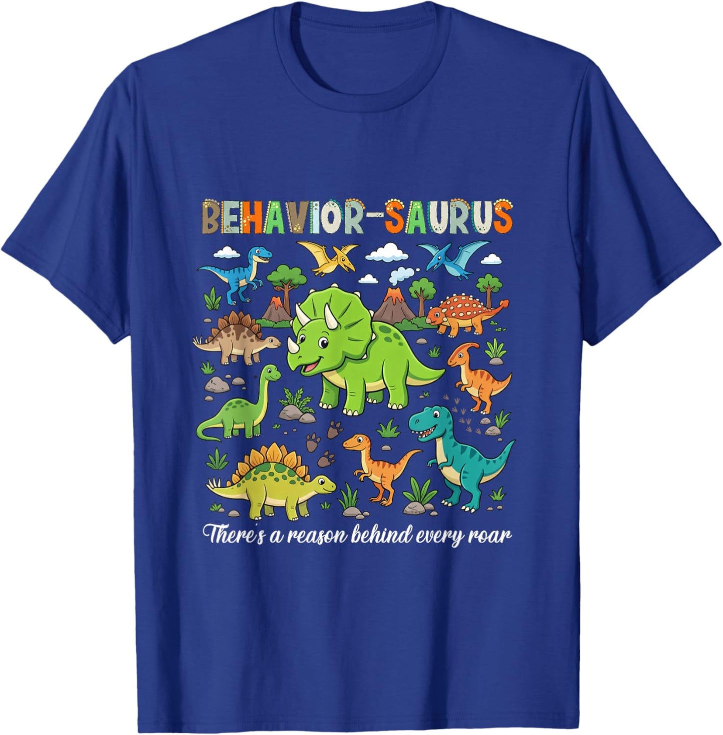 Behavior-Saurus Cute Retro Dinosaur ABA RBT Behavior Analyst T-Shirt - T-Shirt | Royal