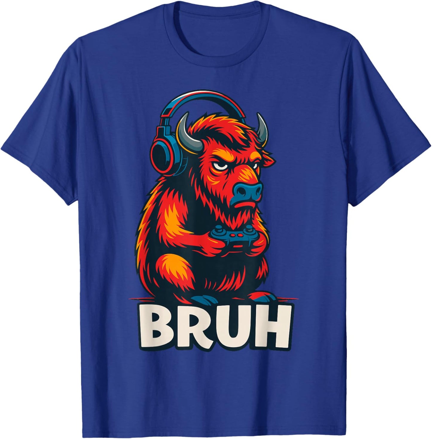 Gamer Bison Bufallo Bruh Gaming T-Shirt - T-Shirt | Royal