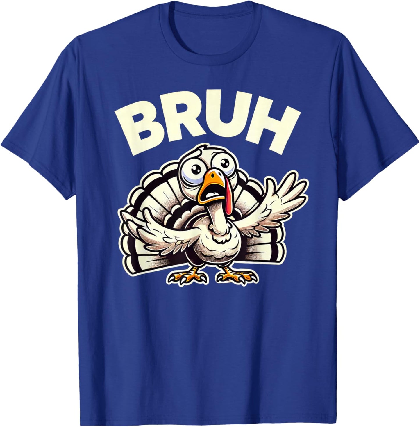 Funny Thanksgiving Turkey Kids Boys Girls Bruh T-Shirt - T-Shirt | Royal