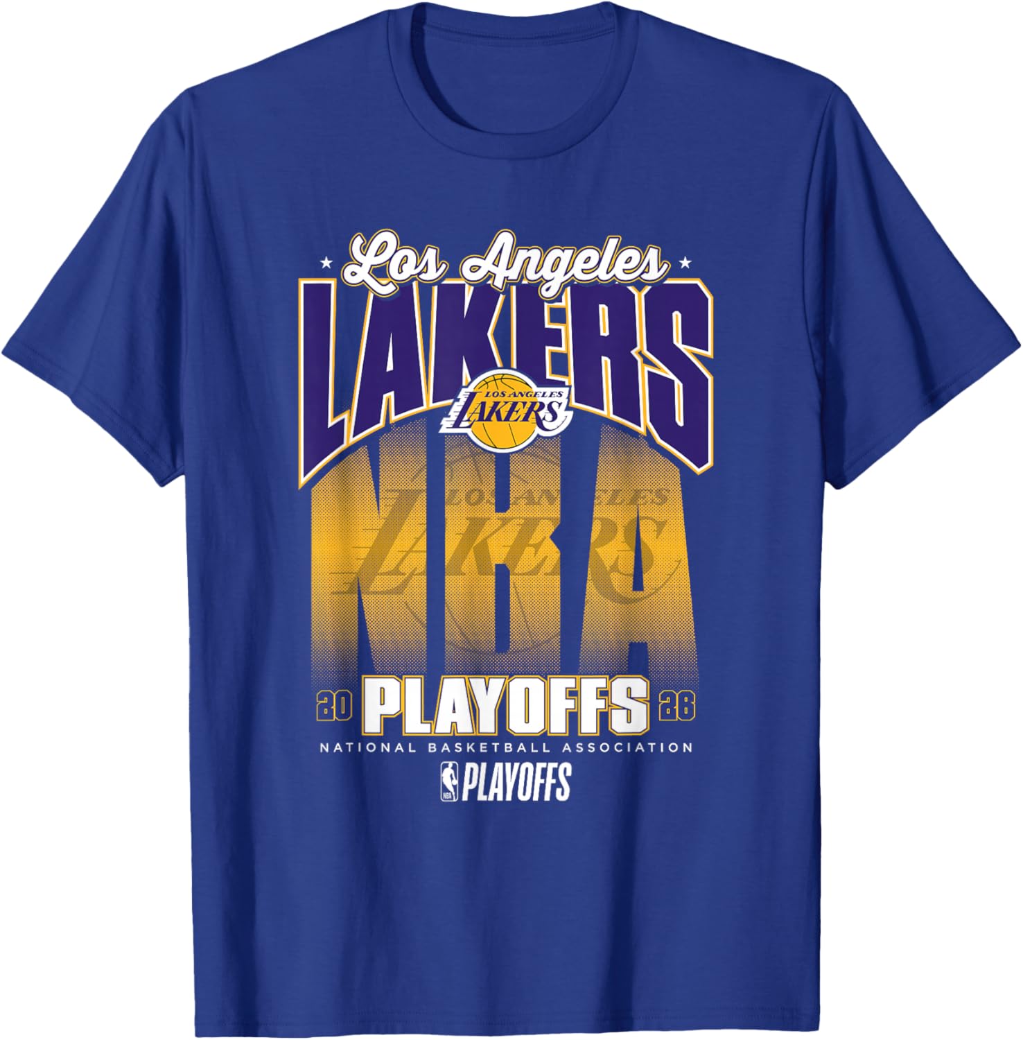 NBA Official 2026 Playoffs Los Angeles Lakers Fade T-Shirt - T-Shirt | Royal