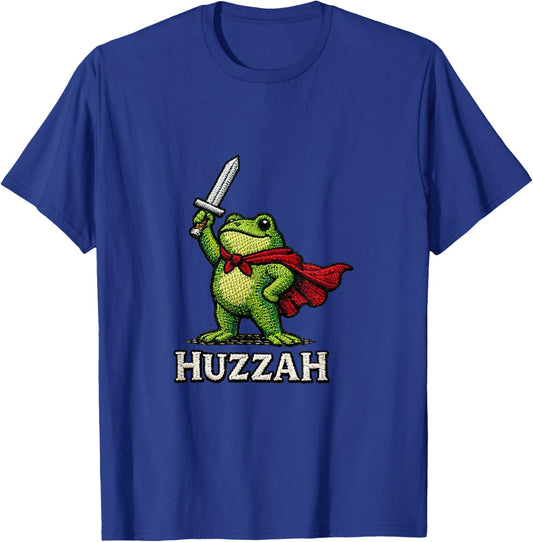 Huzzah Frog with Sword Fantasy Medieval RPG Gamer Funny T-Shirt - T-Shirt | Royal