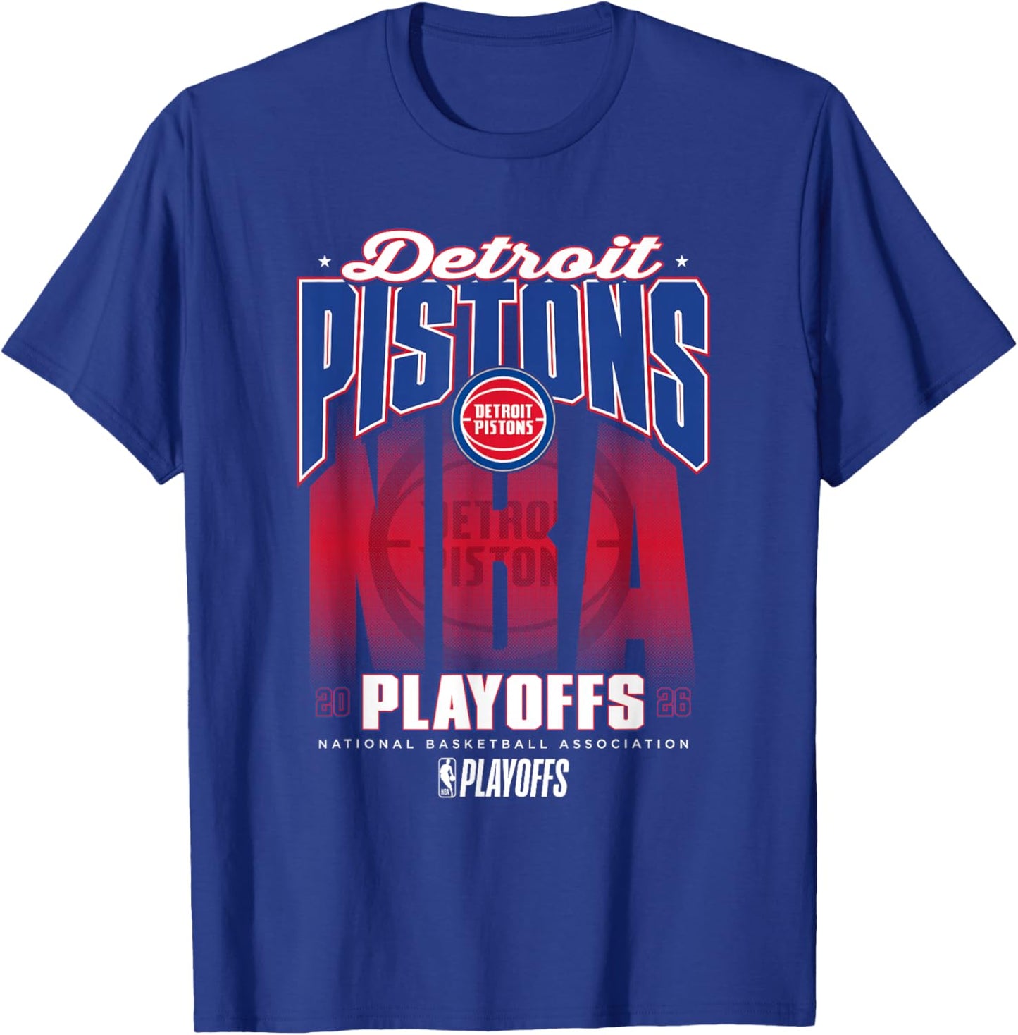 NBA Official 2026 Playoffs Detroit Pistons Fade T-Shirt - T-Shirt | Royal