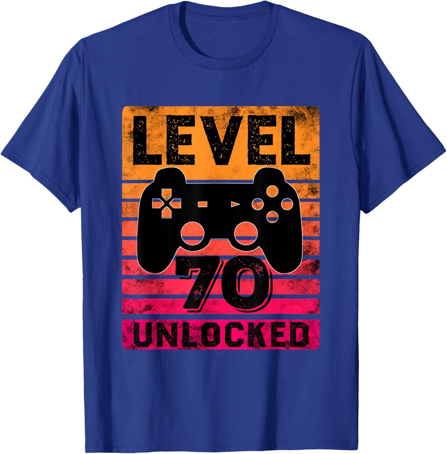 Level 70 Unlocked 70 Year Old Gamer 70th Birthday Gaming T-Shirt - T-Shirt | Royal