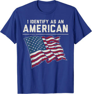I Identify As an American US Flag 4th of July Men Women Kids T-Shirt - T-Shirt | Royal