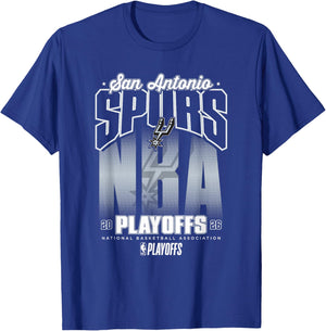 NBA Officiel 2026 Playoffs San Antonio Spurs Fade T-Shirt - T-Shirt | Royal