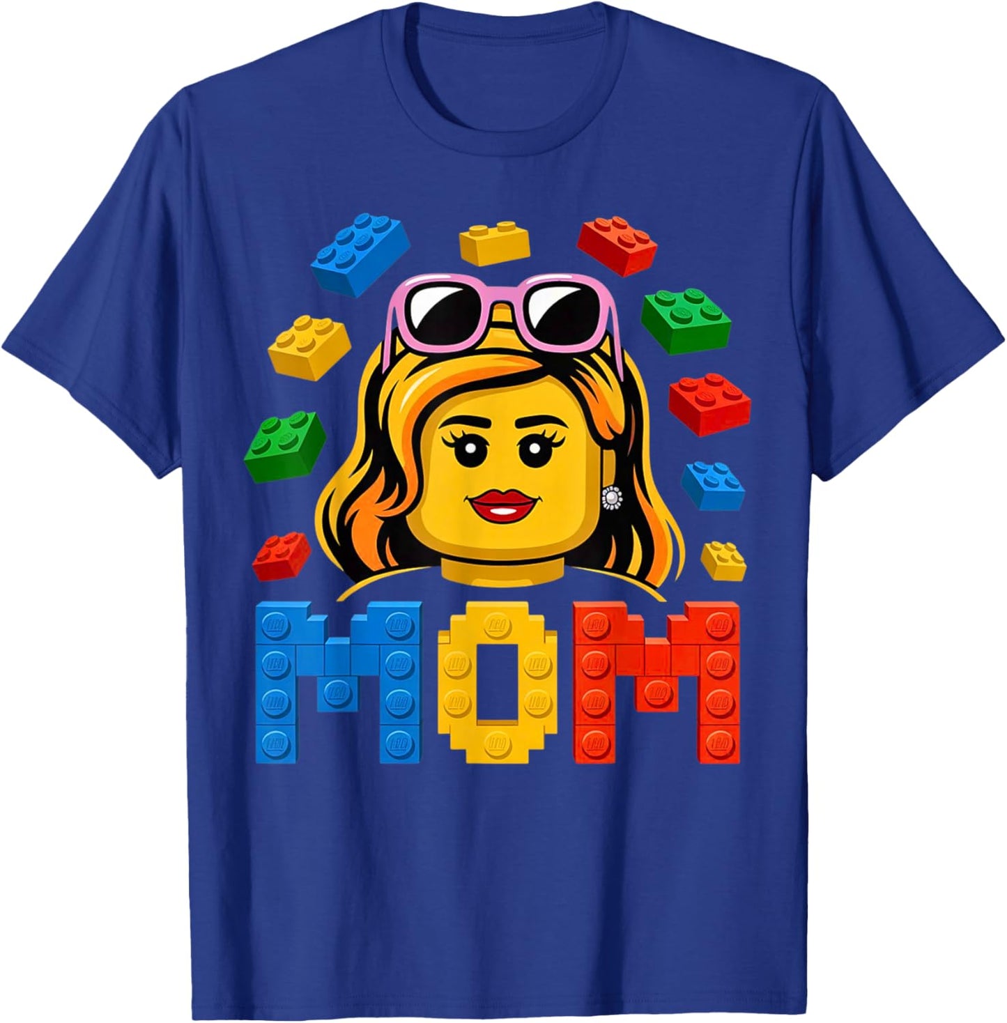 Family Mom Master Builder Building Bricks Blocks Mothers Day T-Shirt - T-Shirt | Royal