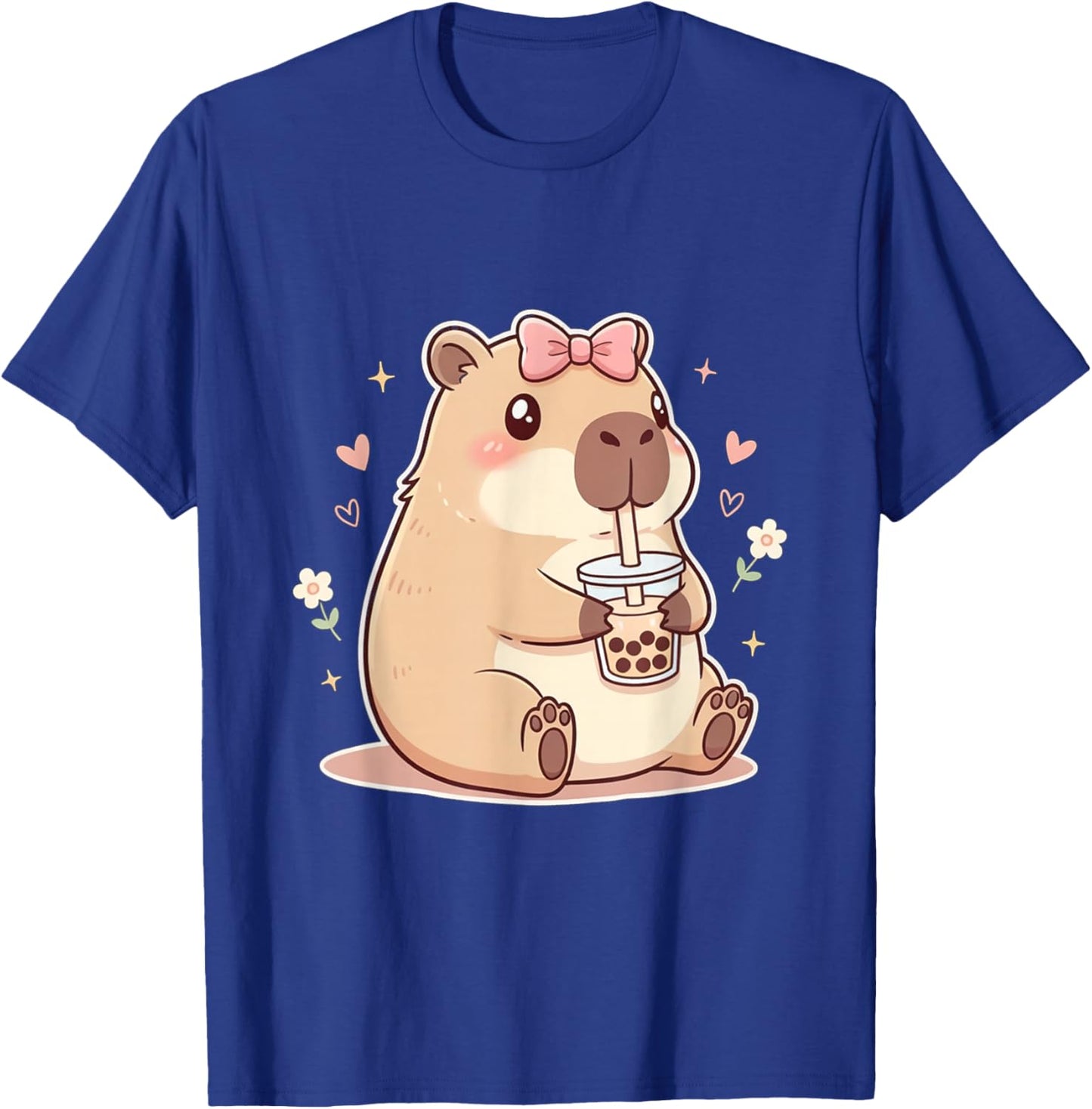 Cute Coquette Bow Capybara Girls Women T-Shirt - T-Shirt | Royal
