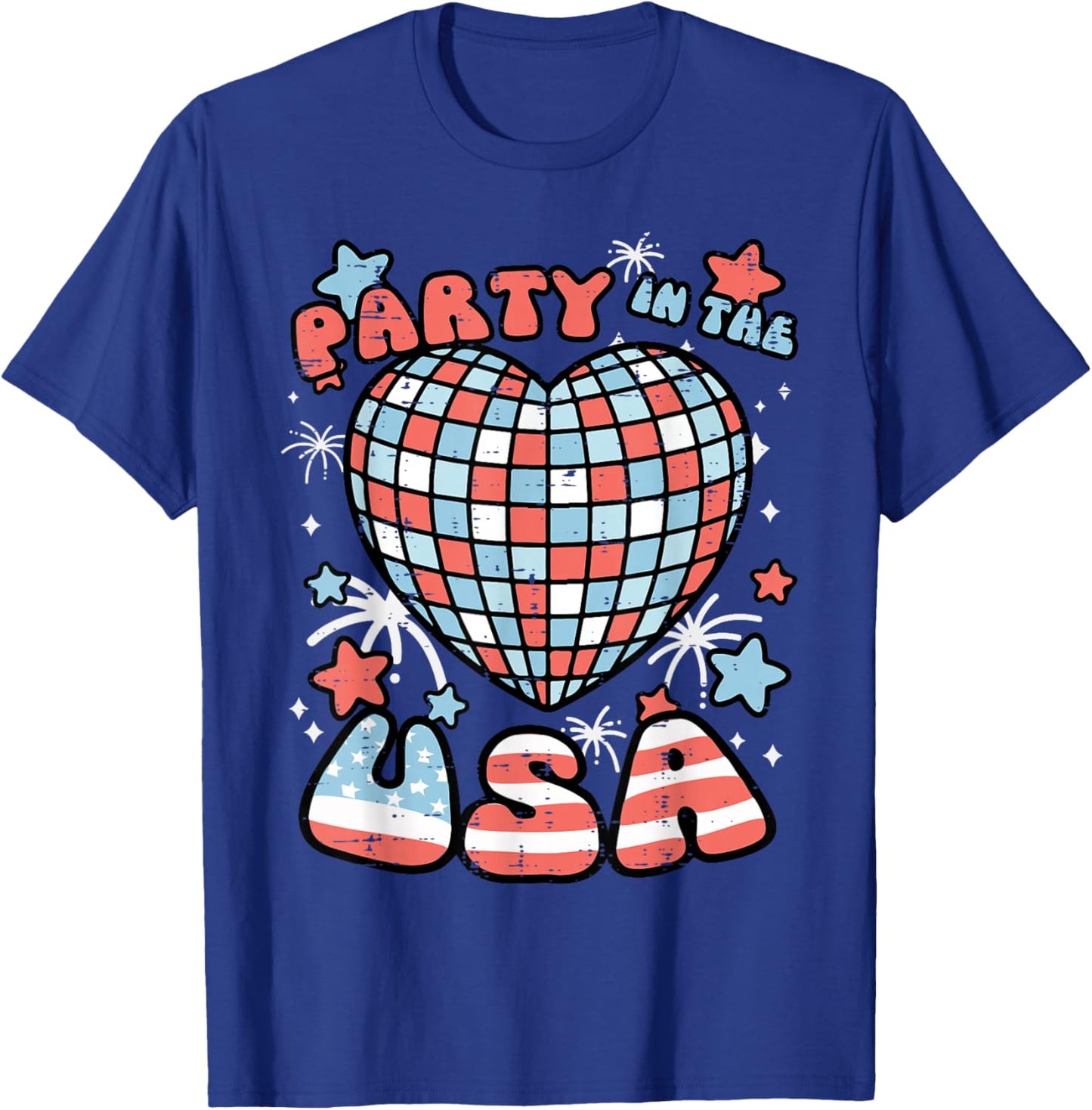Party in The USA Disco Heart 4th of July Women Girls Kids T-Shirt - T-Shirt | Royal