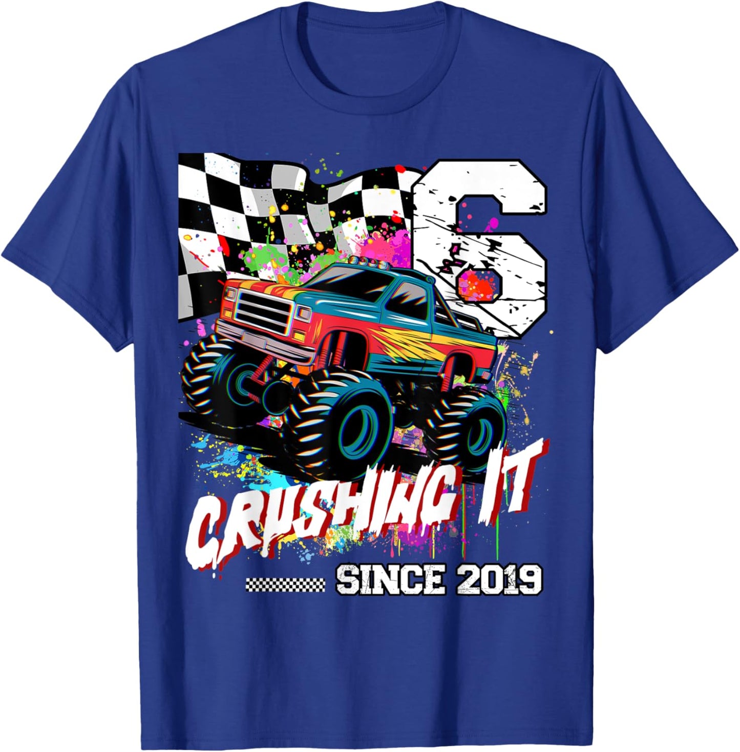 Birthday Monster Truck 6th years old Monster Truck Birthday T-Shirt - T-Shirt | Royal