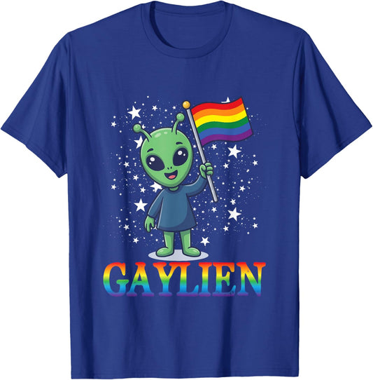 Gaylien Pride Rainbow Flag Queer Gay Alien CSD Party LGBTQ T-Shirt - T-Shirt | Royal
