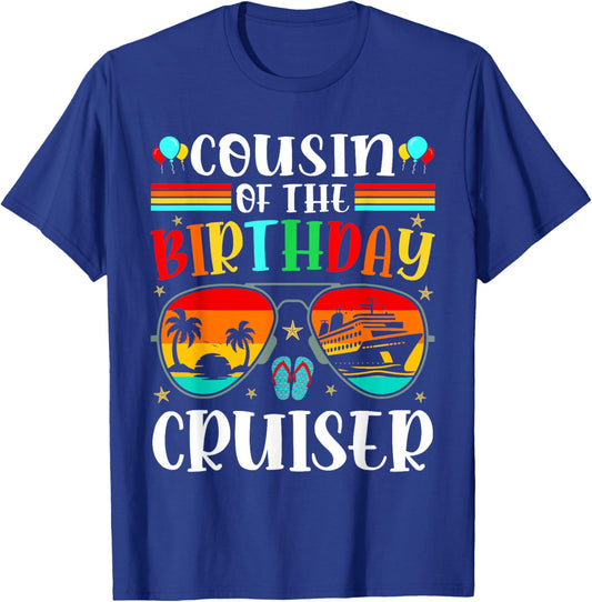 Cousin of the Birthday Cruiser Sunglasses Cruise Crew Kids T-Shirt - T-Shirt | Royal