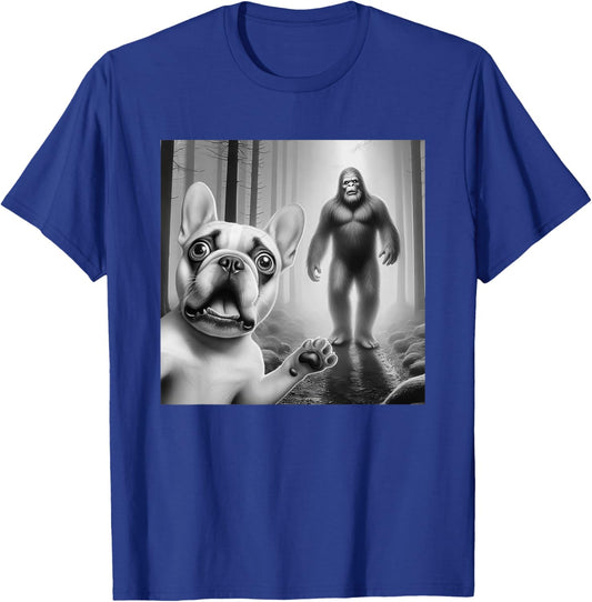 Funny French bulldog Selfie with bigfoot sasquatch Women Kids T-Shirt - T-Shirt | Royal