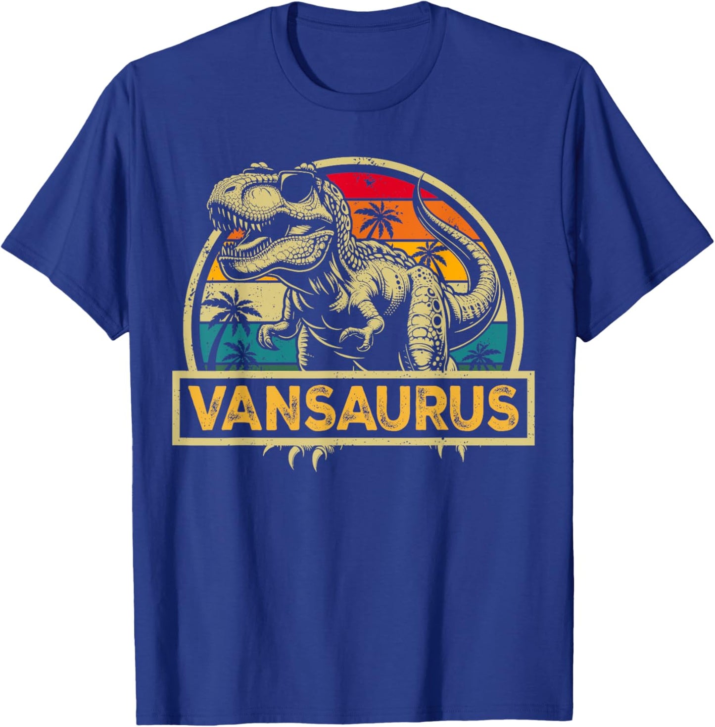 Vansaurus T Rex Dinosaur Van Saurus Family Matching T-Shirt - T-Shirt | Royal