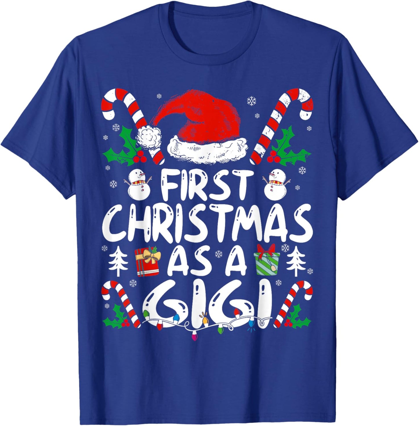 First Christmas As A Gigi Family Matching New Grandma 1st T-Shirt - T-Shirt | Royal