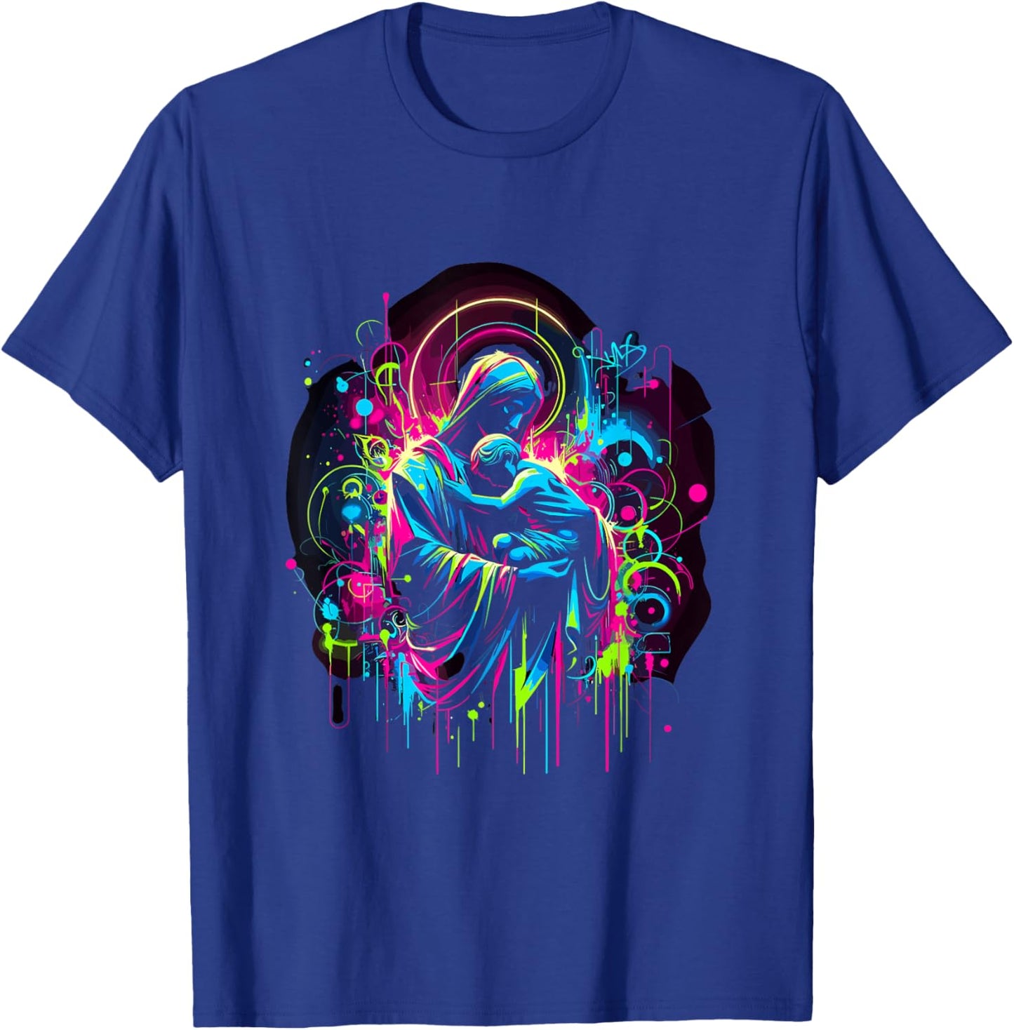 Retro 80s Jesus Graffiti Art T-Shirt - T-Shirt | Royal