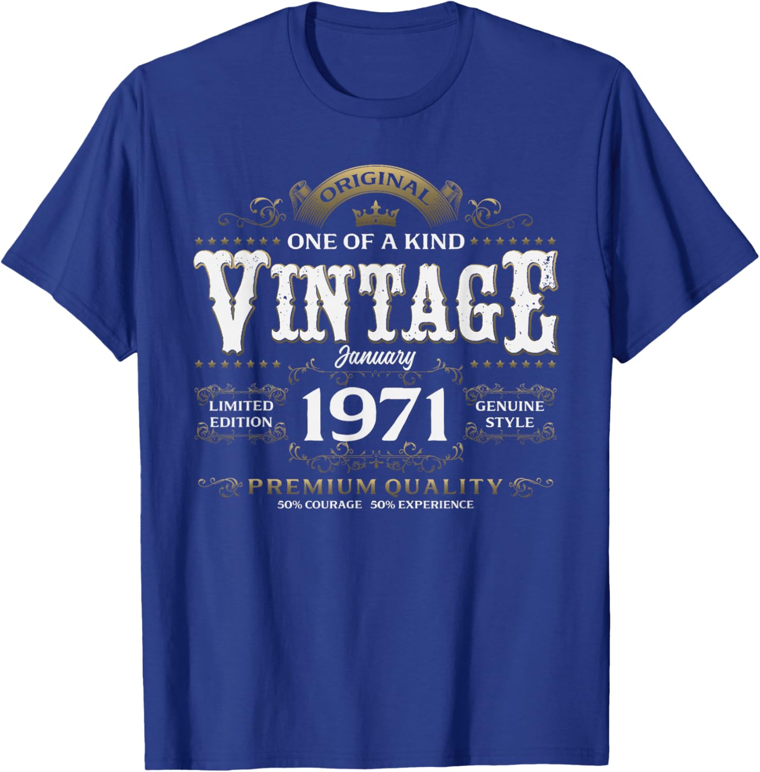 55 Years Anniversary Man Gift January 1971 Vintage T-Shirt - T-Shirt | Royal