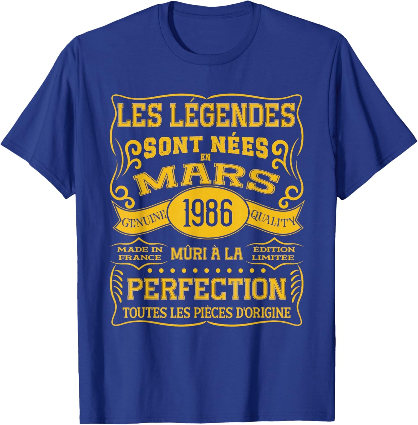 40 Ans Anniversaire Homme Femme Mars 1986 déco drôle Cadeau T-Shirt - T-Shirt | Royal
