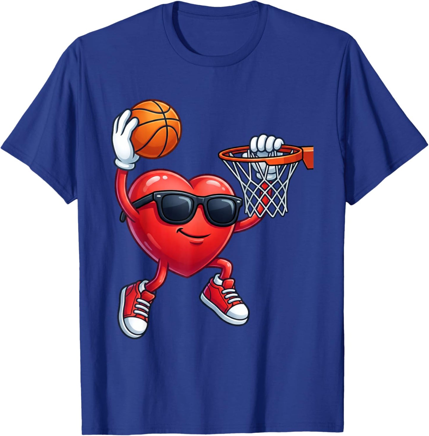 Valentines Basketball Heart Playing Basketball Boys Kids T-Shirt - T-Shirt | Royal