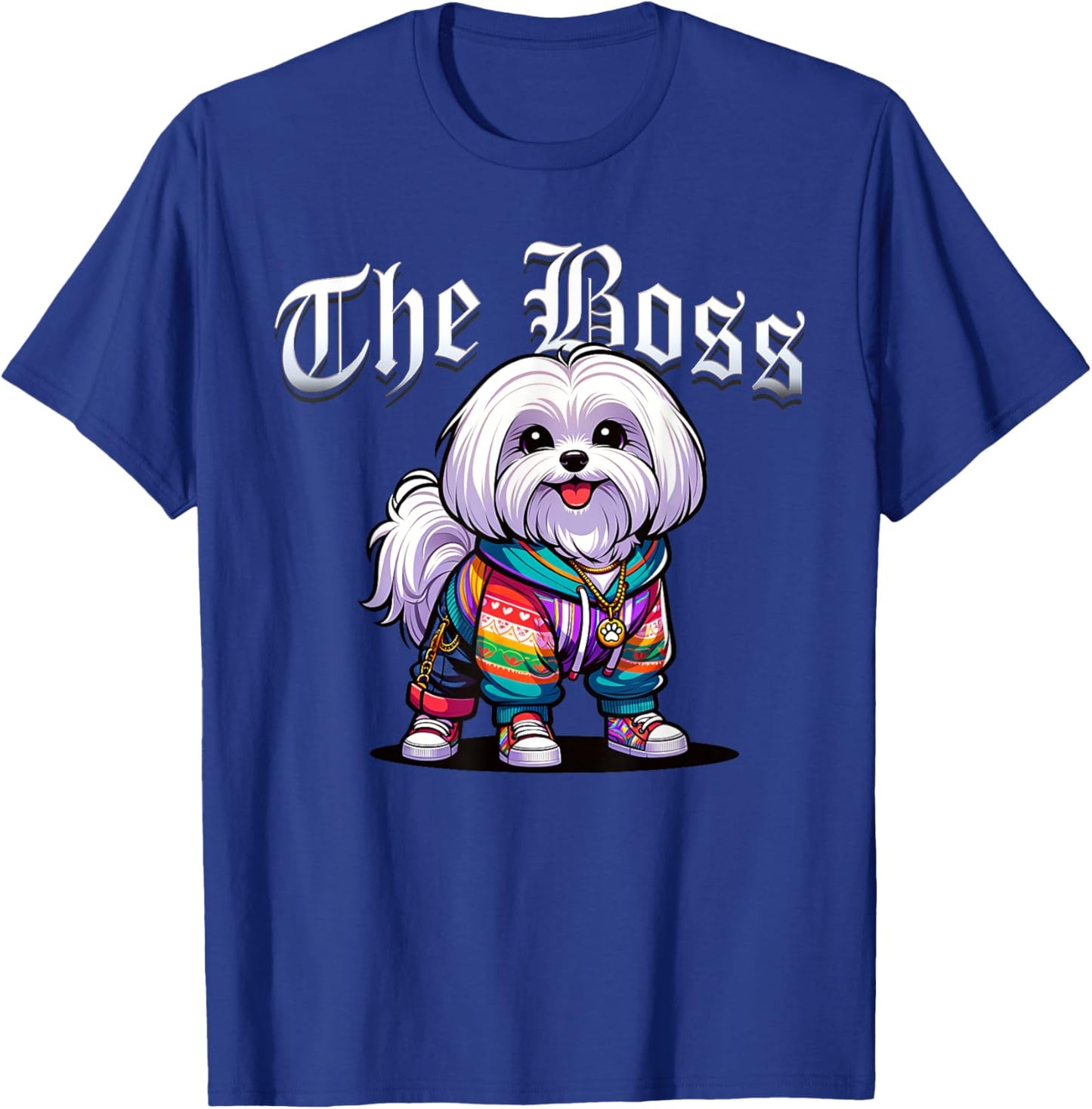 Maltese Dog The Boss Cool Jacket Outfit Dog Mom Dad Women Kids T-Shirt - T-Shirt | Royal