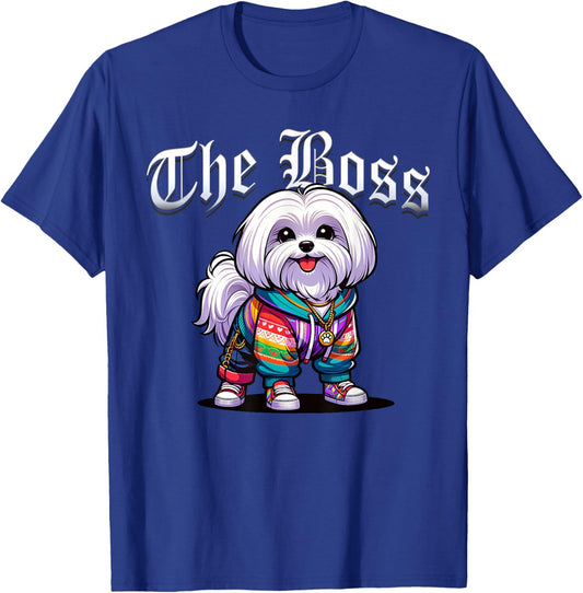 Maltese Dog The Boss Cool Jacket Outfit Dog Mom Dad Women Kids T-Shirt - T-Shirt | Royal