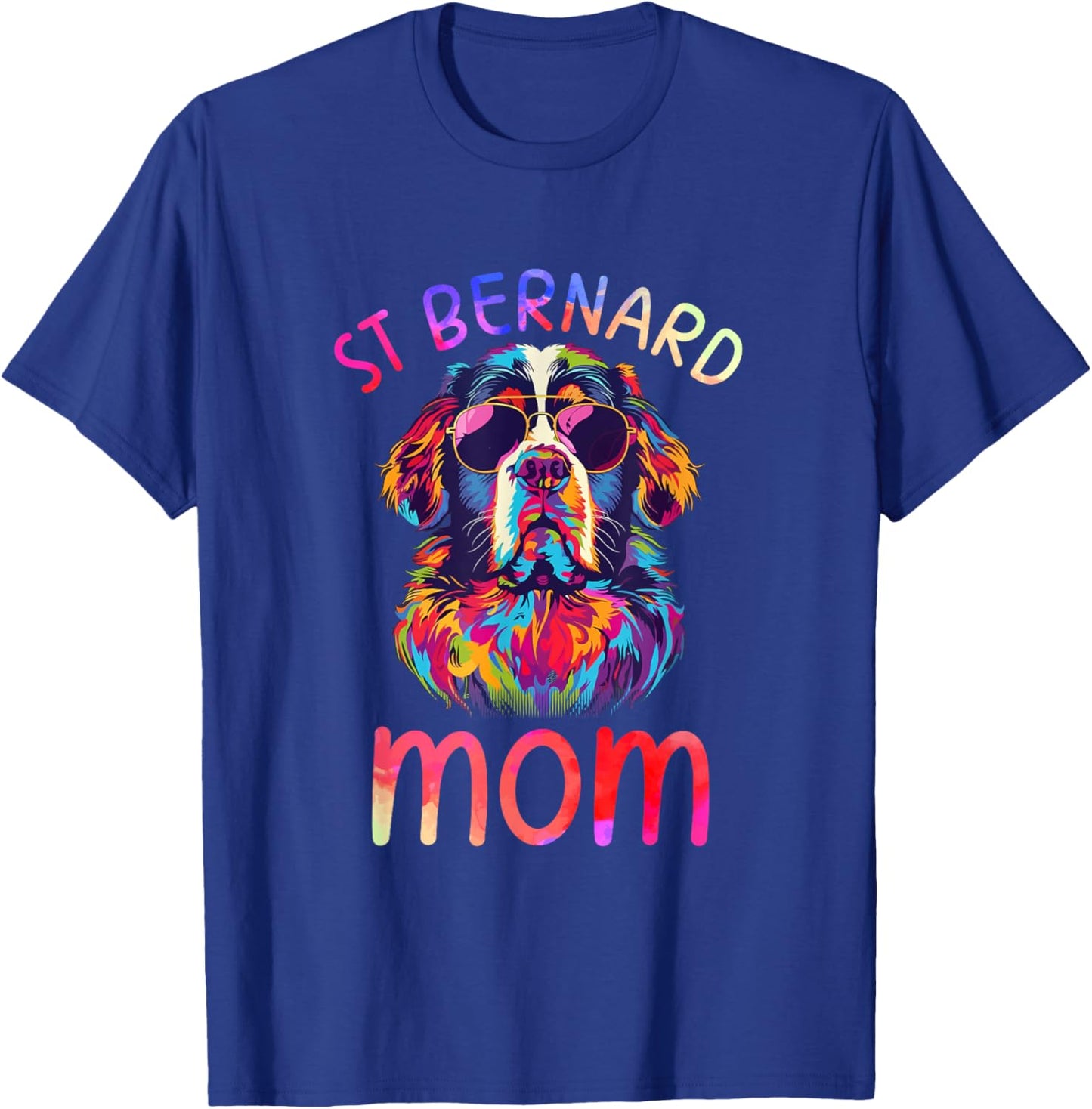 Saint Bernard Lovers Pop Art Sunglasses St Bernard Mom T-Shirt - T-Shirt | Royal
