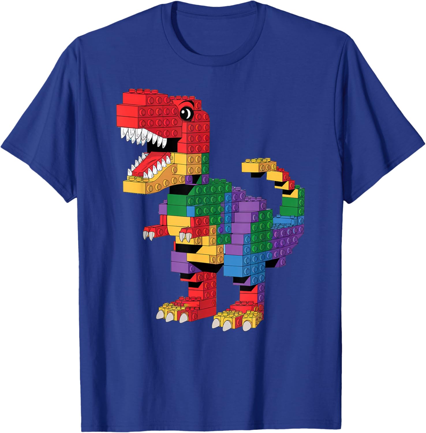 Master Builder Men Boys Kids Building Bricks Dinosaur T-Rex T-Shirt - T-Shirt | Royal