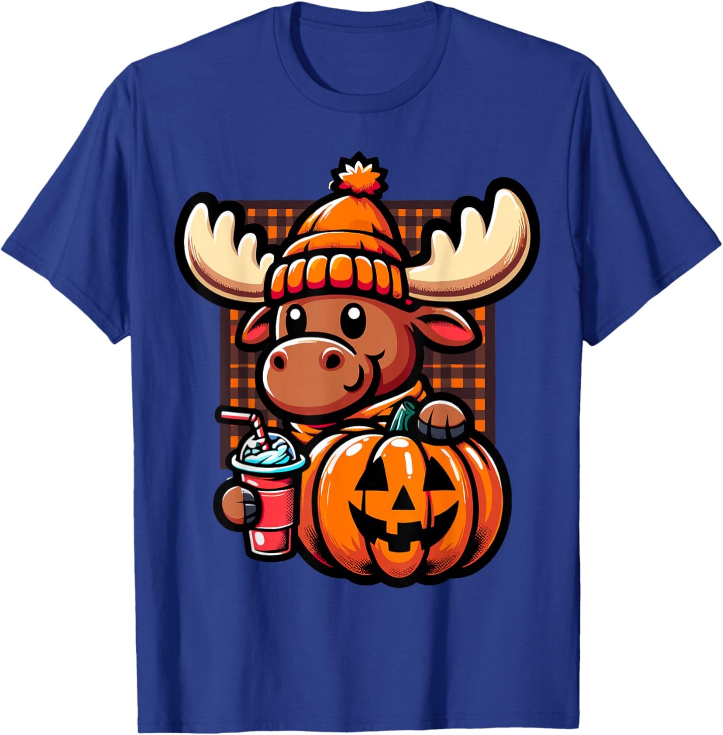 Halloween Moose Pumpkin T-Shirt - T-Shirt | Royal
