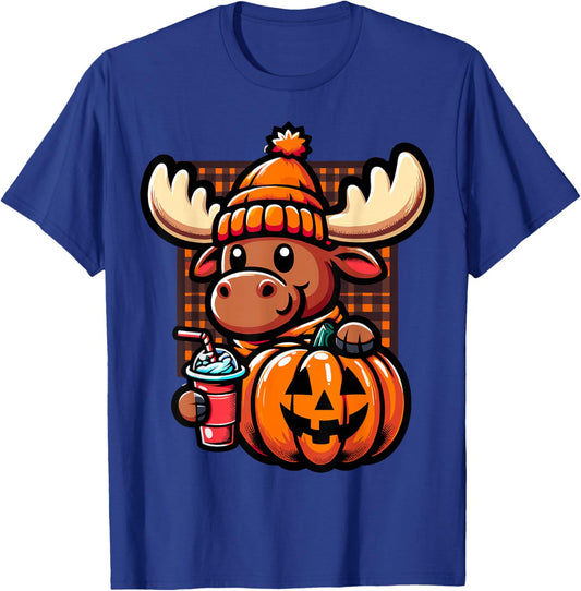 Halloween Moose Pumpkin T-Shirt - T-Shirt | Royal