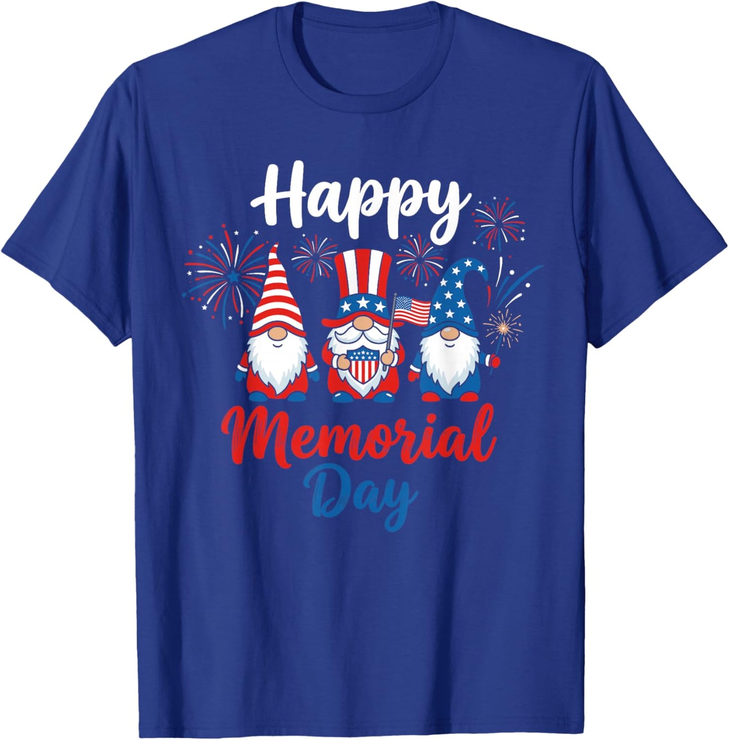 Patriotic Gnome Women, USA Flag Happy Memorial Day T-Shirt - T-Shirt | Royal