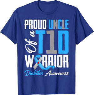 Proud Uncle of A Diabetes Warriors T1D Awareness Month T-Shirt - T-Shirt | Royal