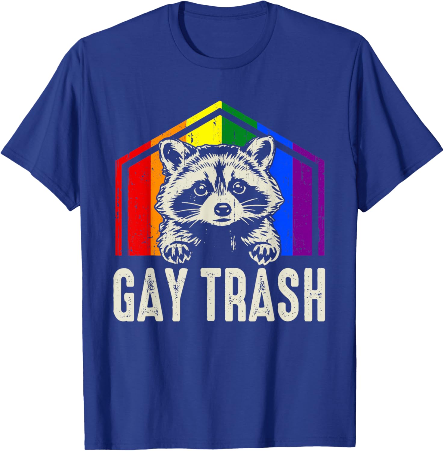 Gay Trash Funny Raccoon Rainbow Flag Pride LGBTQ Ally LGBT T-Shirt - T-Shirt | Royal