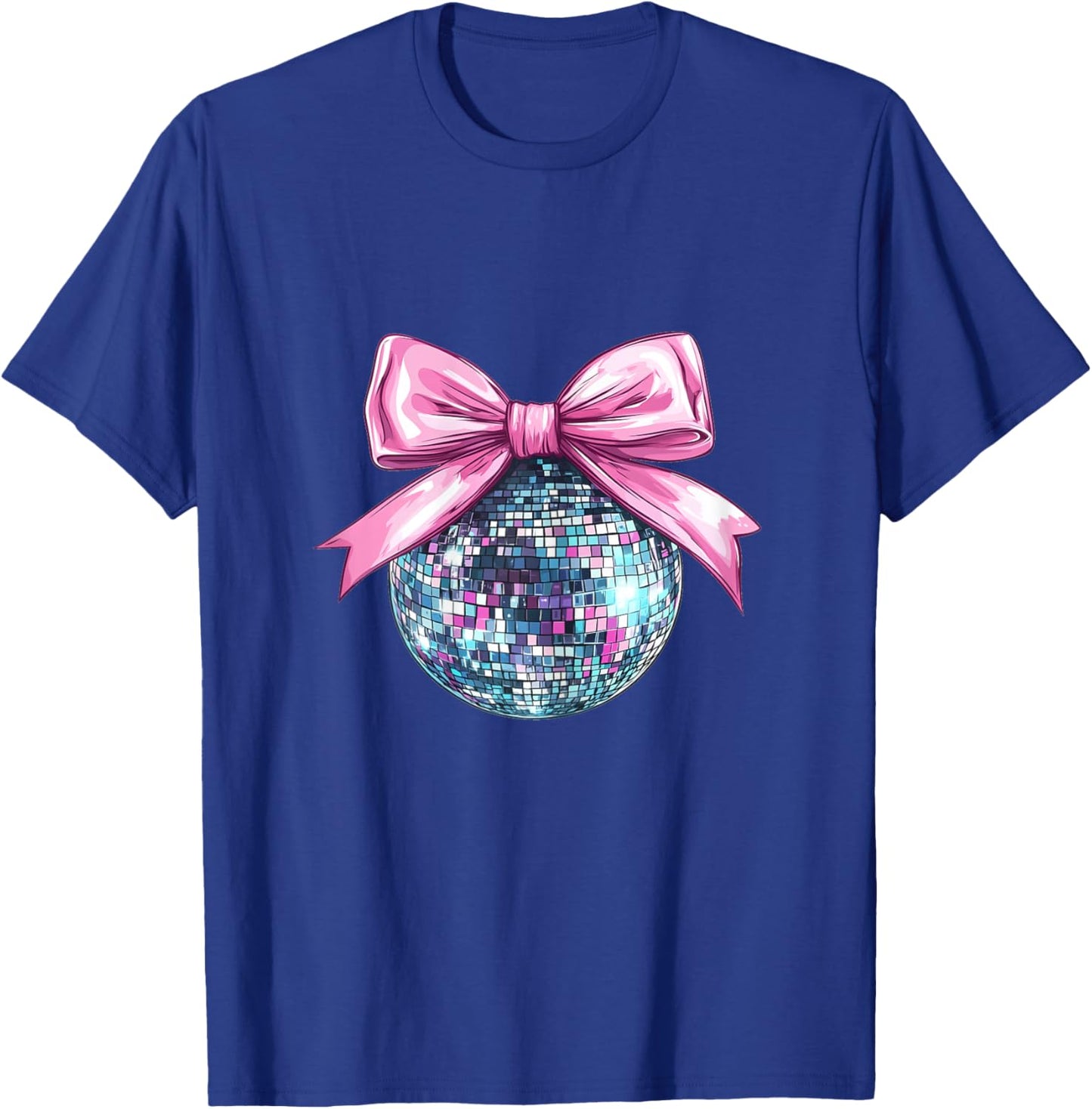 Disco Ball Pink Coquette Bow Cute Dainty Bow Ribbon Girls T-Shirt - T-Shirt | Royal