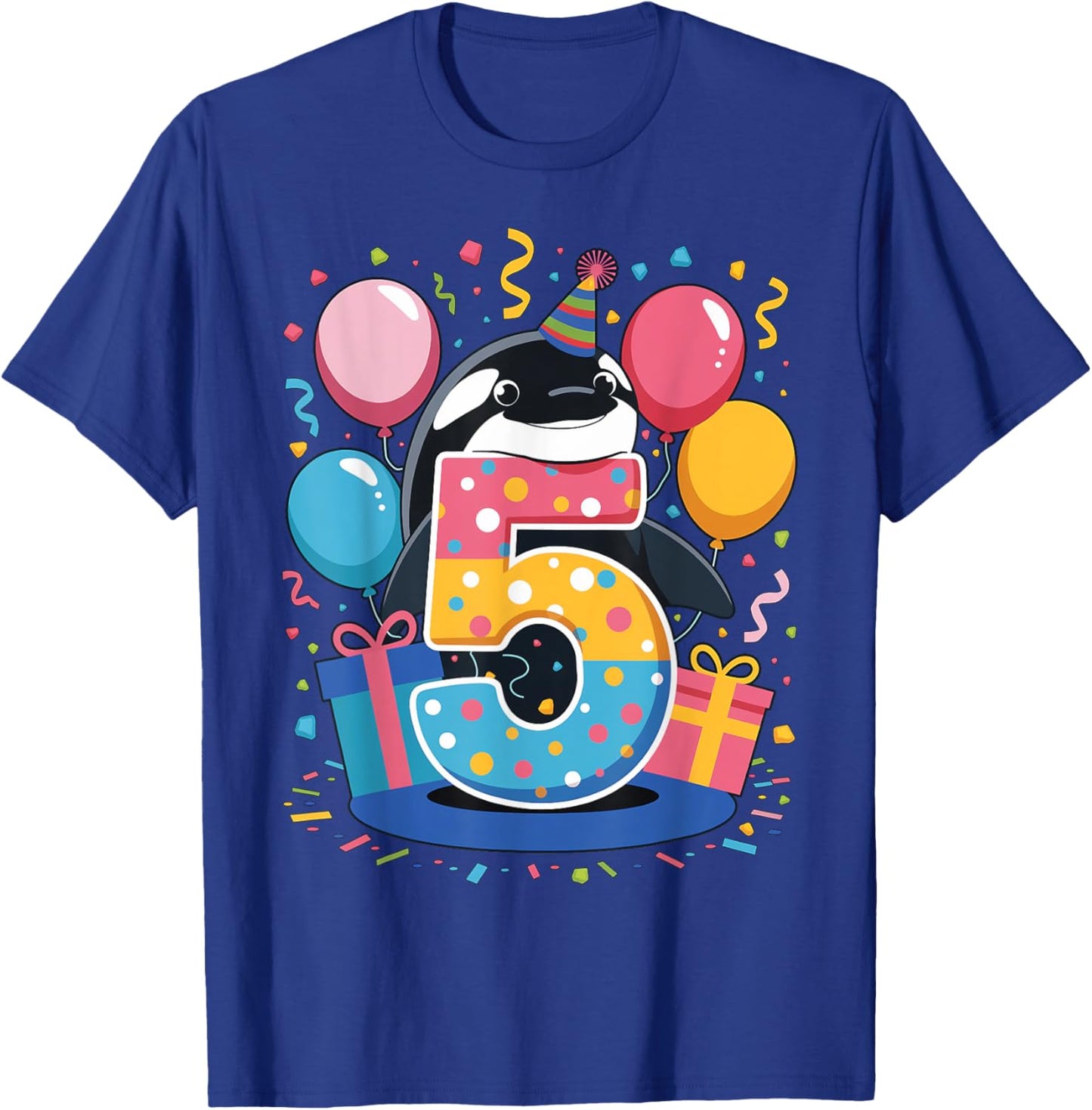 Orca 5th birthday for boy girl 5 years old fifth five Orca T-Shirt - T-Shirt | Royal