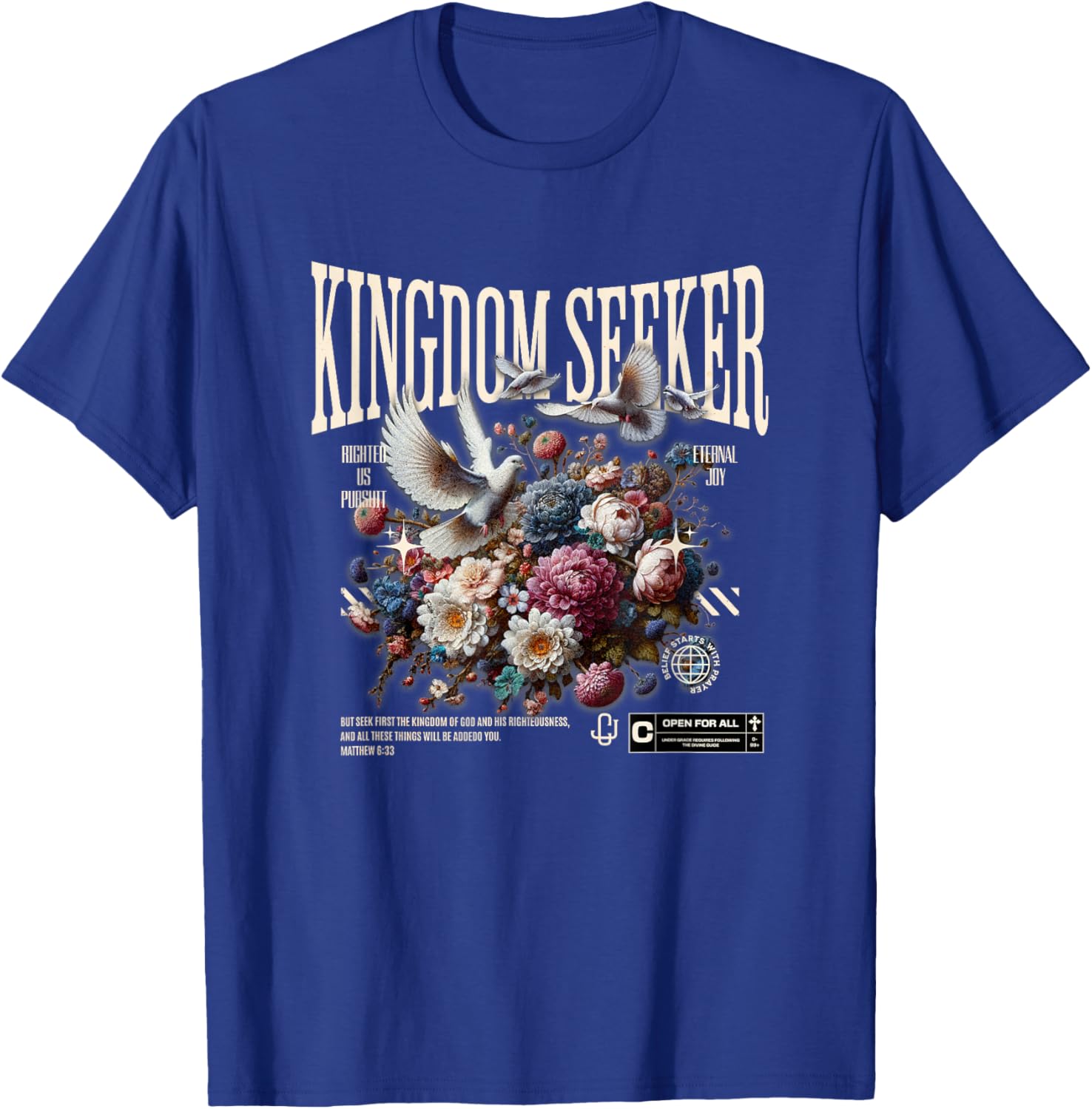 Kingdom Seeker Flowers and Doves T-Shirt - T-Shirt | Royal