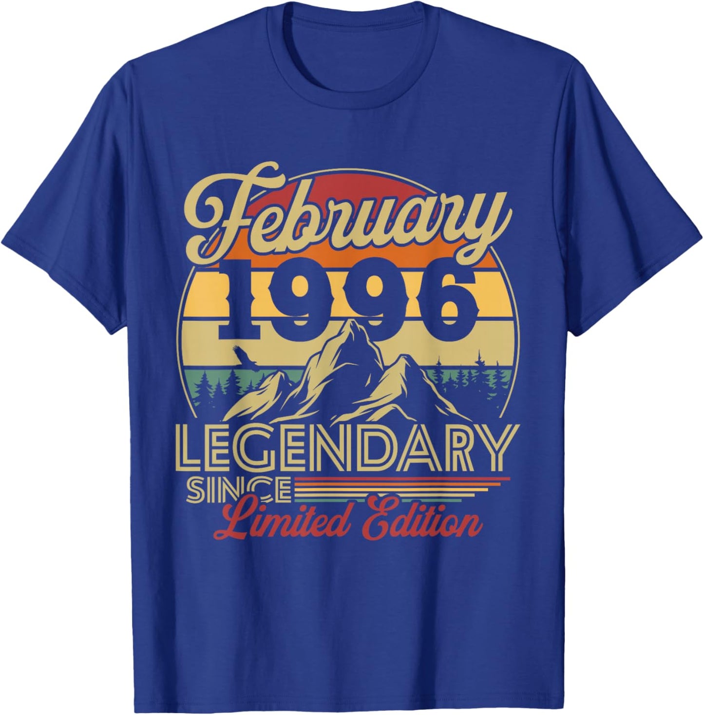 Vintage 30th Birthday Gift Born in February 1996 T-Shirt - T-Shirt | Royal