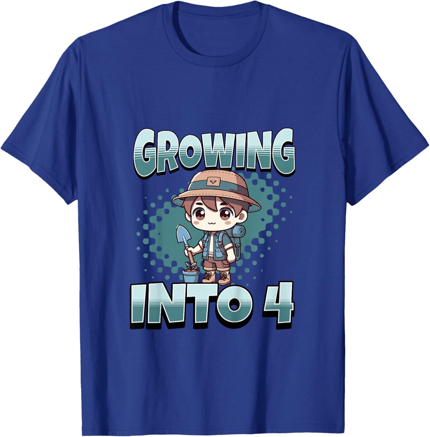 Gardening Growing Into 4 Year Old 4th Birthday Boy T-Shirt - T-Shirt | Royal
