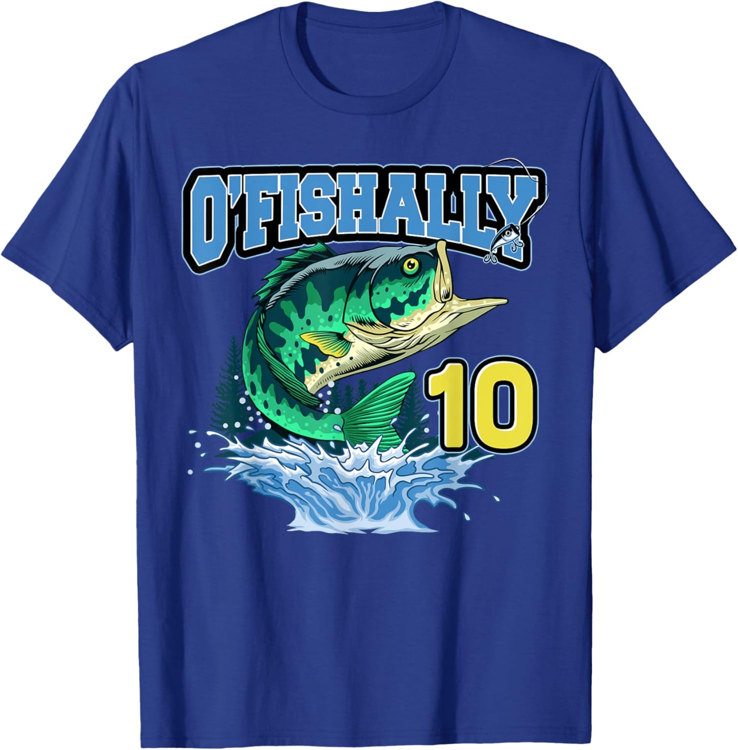 Retro O’Fishally 10 Fishing 10th Bday 10 Years Old T-Shirt - T-Shirt | Royal