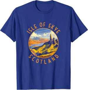 Isle of Skye Scotland Retro Distressed Circle T-Shirt - T-Shirt | Royal