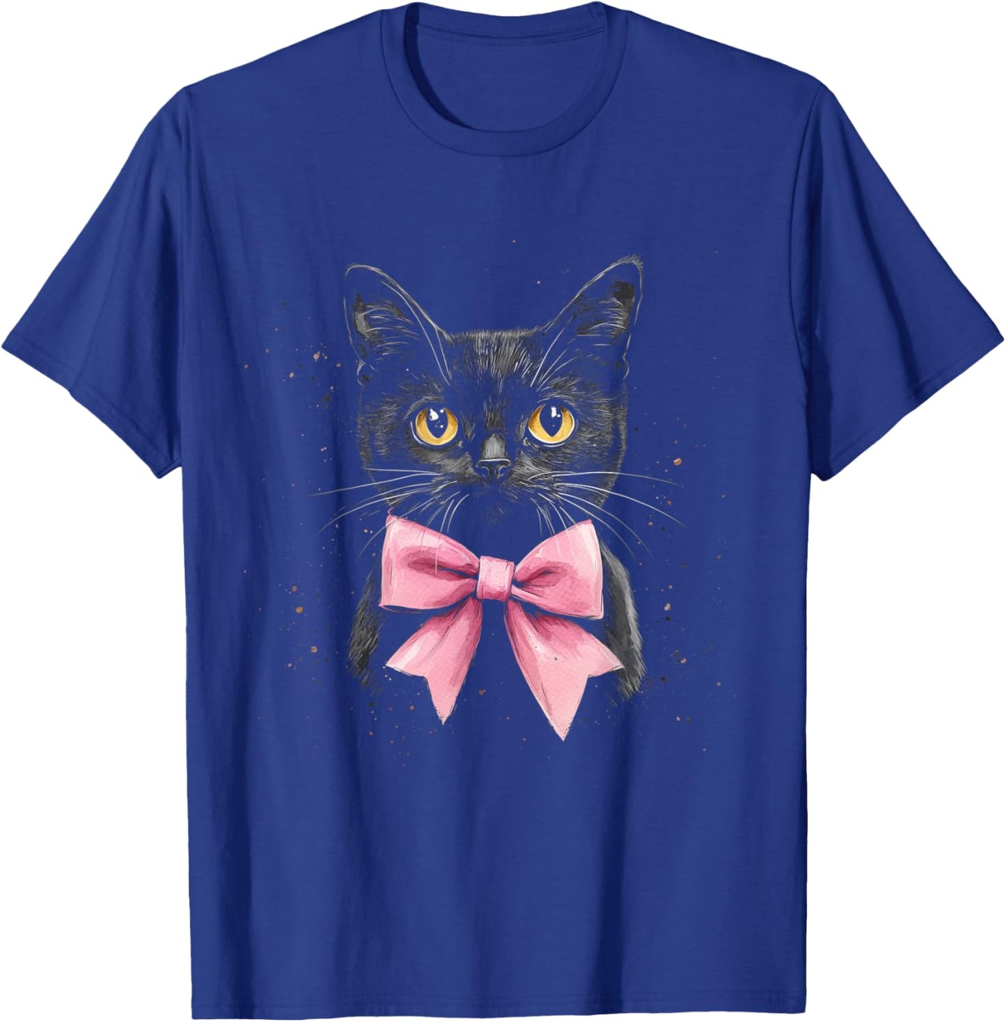Black Cat Pink Coquette Bow Dainty Ribbon Cute Kitten T-Shirt - T-Shirt | Royal
